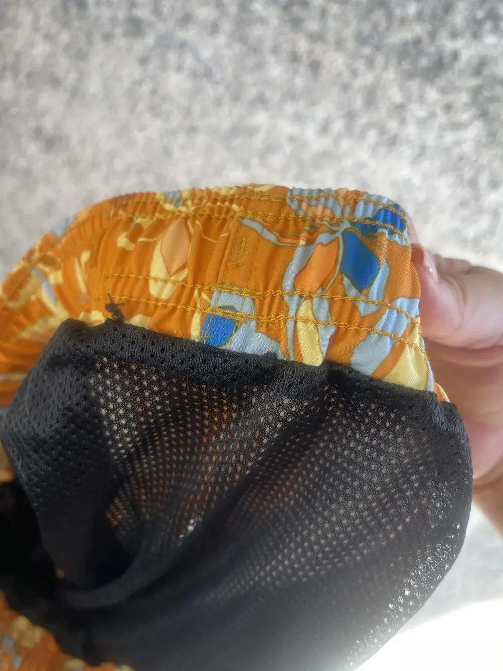 prAna Swim Trunks Mens Medium Orange Blue Floral Board Shorts Mesh Lined Pocket